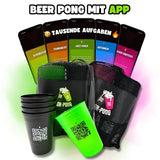 QR-Pong Mehrwegbecher Set (Grün/Schwarz)