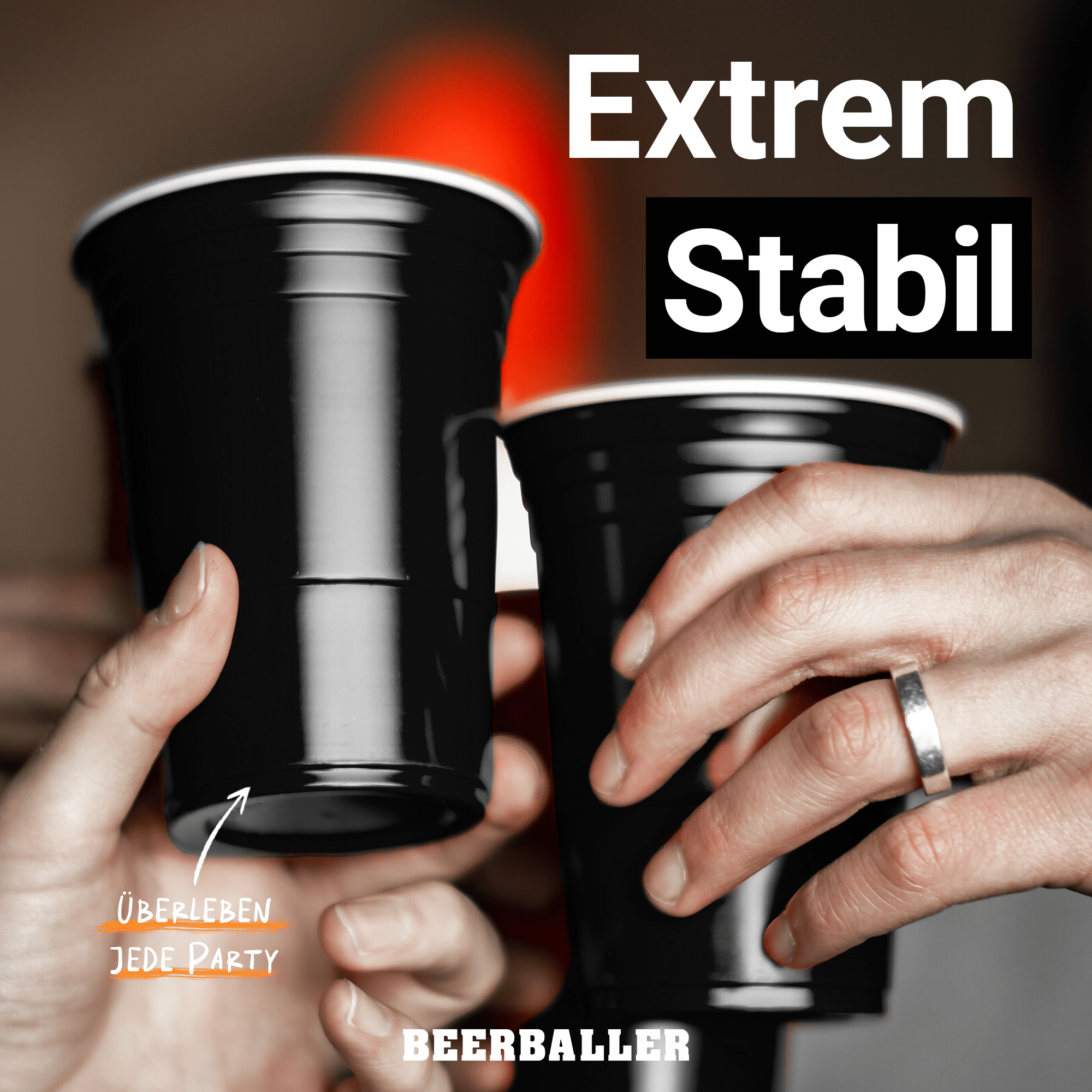 Beer Pong Becher Schwarz (800x + 96 Bälle) - BeerBaller