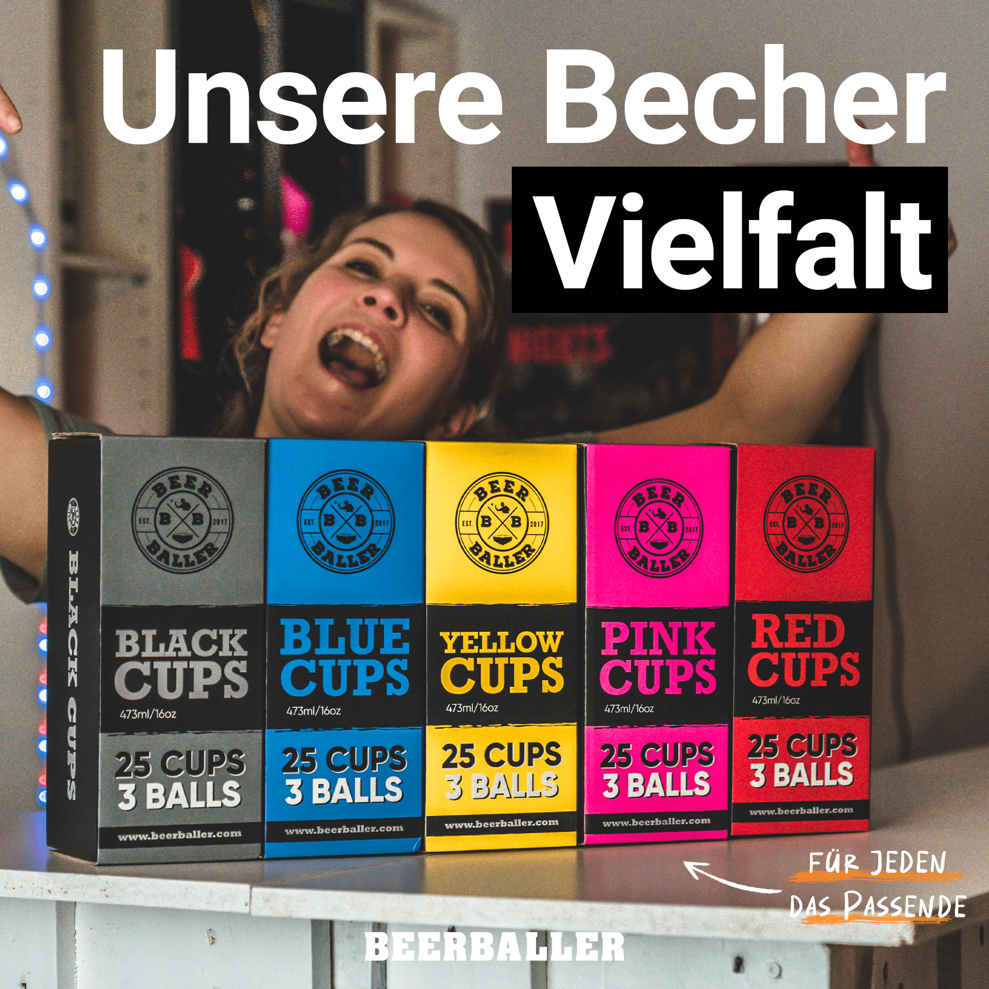 Beer Pong Becher Set Gelb - BeerBaller