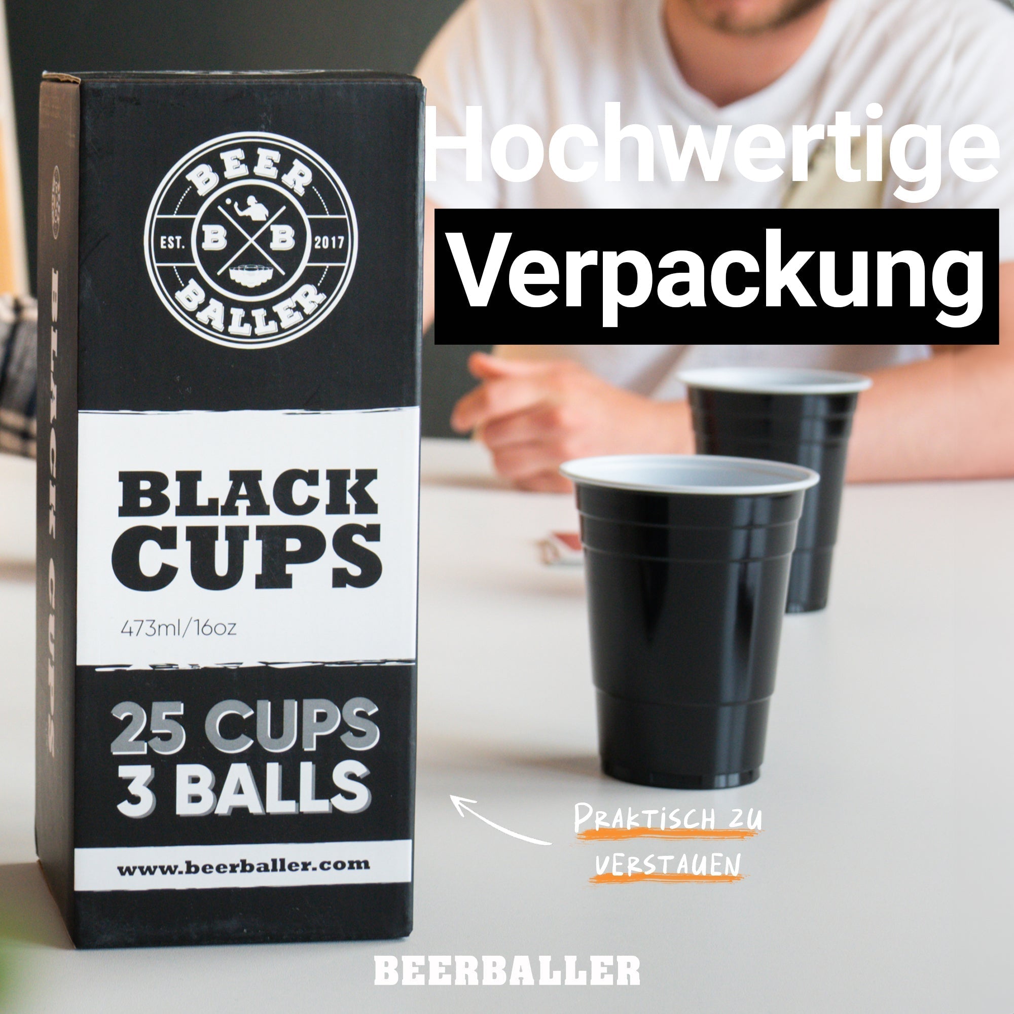 Beer Pong Becher Set Schwarz - BeerBaller