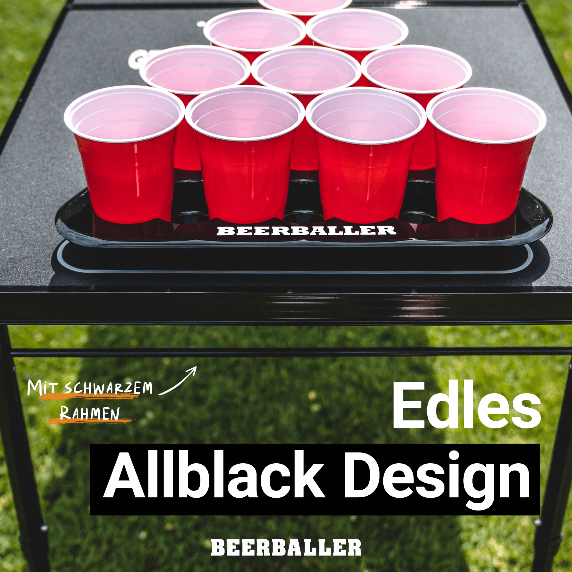Beer Pong Tisch Set "Allblack" inkl. 50 Becher, 12 Bälle & Party Pong - BeerBaller