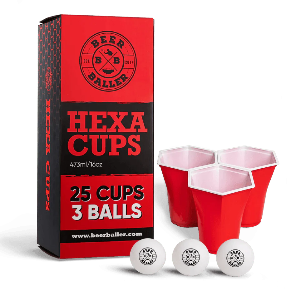 Hexa Beer Pong Becher Set Rot - BeerBaller
